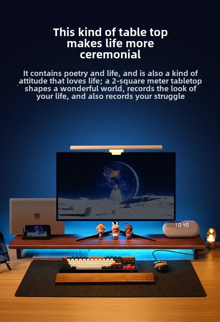 ជើងទម្រ Monitor ឈើមានជាមួយនឹងរន្ធ USB 