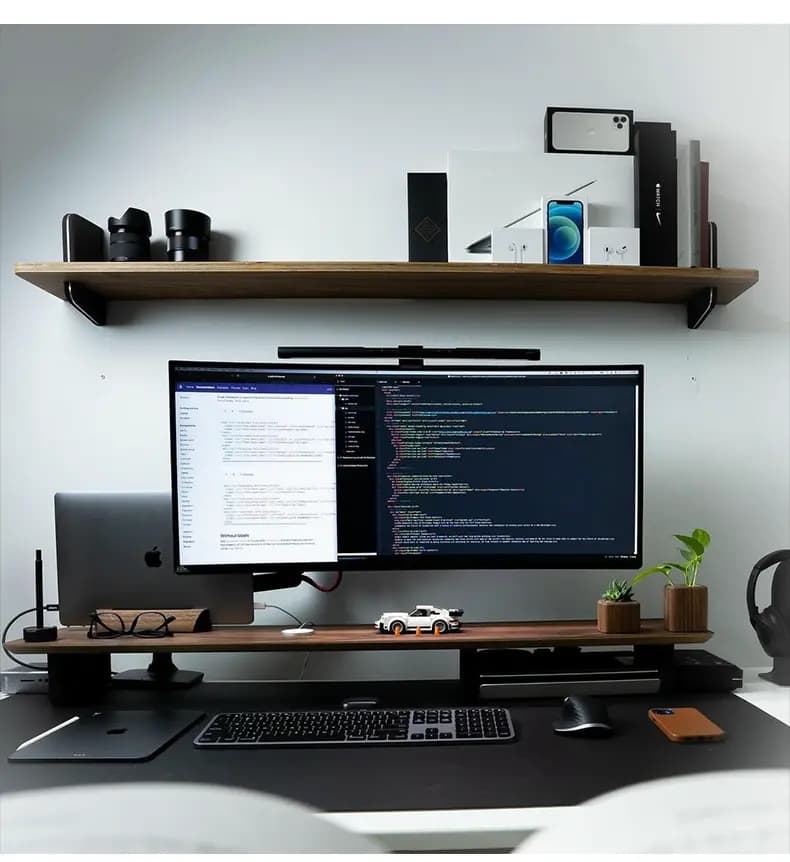 ជើងទម្រ Monitor មានថតដាក់សម្ភារៈ